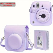 Resim Fujifilm Mini 12 Anında Kamera için Mor Suni Deri Kamera Çantası - 64 Yuvalı Mini Fotoğraf Albümü ile Birlikte, Tatil Hediyeleri için Mükemmel, Kamera Aksesuarları | Minimalist Tasarım | Dayanıklı Kamera Çantası, Kamera Çantası 
