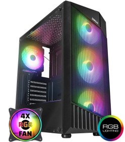 Resim Zeiron Montreal 4x120mm RGB Fanlı Mesh Panel Mid-Tower Gaming Oyuncu Bilgisayar Kasası 
