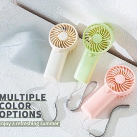 Resim 1 Adet Taşınabilir El Tipi Fan - Asma Halkalı, Hafif Kişisel Soğutucu Masa Fanı, Seyahat, Ofis, Kamp ve Açık Hava İçin Pil ile Çalışan - Bej/Mint Yeşil/Pastel Pembe Renklerde - AAA Piller Dahil Değildir - Yazlık İdeal Hediye, Seyahat Soğutma Aparatı, Parlak Yüzey 