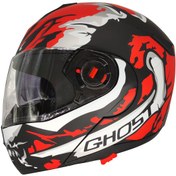 Resim Free-M 961 Ghost Güneş Vizörlü Çeneden Açılır Kask Siyah - Beyaz - Kırmızı 