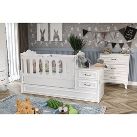 Resim WENCE Kartopu Country Tarzı Bebek Odası Takımı Beyaz - 3 Parçalı Tamamı 1. Kalite Mdf 
