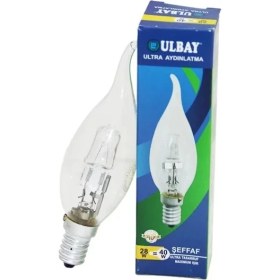 Resim Halojen 28W - E14 Sarı Renk Kıvrık Şeffaf Mum Ampul (4887) 