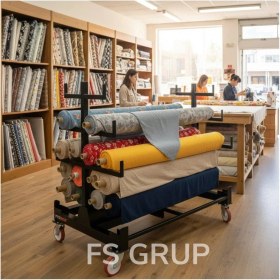 Resim FS GRUP | Metal Profilli Endüstriyel Taşıma Arabası- Kumaş, Rulo ve Malzeme Taşıma Platformu 