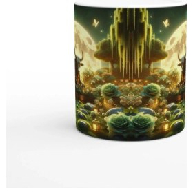 Resim Boğa Burcu Baskılı Kahve Kupası - Ay Işığında Zodyak Bahçesi Vs4 