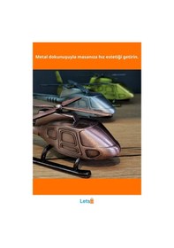 Resim Vintage Tasarımlı Dekoratif Metal Helikopter Gümüş, Bakır, Gold 1 Adet 