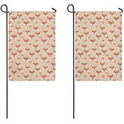 Resim Fox 2'li Çift Taraflı 12x18inch Bahçe Bayrağı, Dış Mekan-a14 12+ 