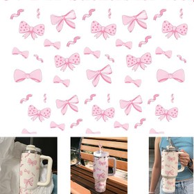 Resim 2'li Set (Susa Yok, Sadece Etiketler) Sevgililer Günü Hediyesi, Doğum Günü Hediyesi Bow Tasarımı ile, 40Oz UV DTF Transfer Etiketleri Libbey Cam Bardaklar için, Mug Etiketleri, DIY Ambalaj Transfer Etiketleri, 16 Oz Cam Bardaklar için Uygun, Su Geçirmez Şişe Etiketleri, Yüksek Kaliteli Yapışkan Etiketler. 