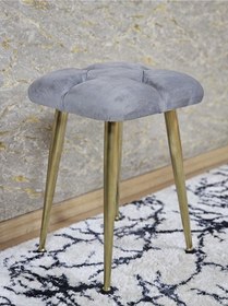 Resim Kare Gold Kaplama Konik Ayaklı Tabure - Oturak - Bar Taburesi - A Çok Renkli 