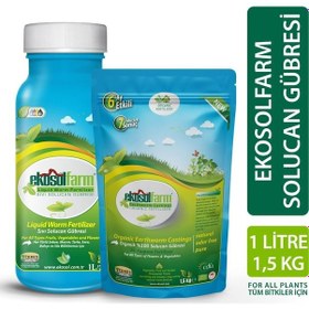 Resim Ekosol Farm 1 L Sıvı Solucan Gübresi + 1.5 KG Hobi Katı Gübre 