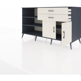 Resim Kronos Konsol 3 Raflı 2 Çekmeceli 2 Kapaklı 176x59x99 Antrasit-ay Antrasit-aytaşı 