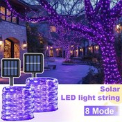Resim 1 Paket Açık Hava Güneş Enerjili LED Işık Dizisi, Su Geçirmez IP65, 8 Mod, Mor Peri Işıkları Ağaç, Bahçe, Noel, Cadılar Bayramı, Şükran Günü, Sevgililer Günü, Düğün Dekorasyonları için Güneş Enerjili, Nikel Pil, Açık Hava Aydınlatması | Şenlik Aydınlatması | Güneş Enerjili Işıklar 
