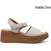 Resim Gönderi R Krem Dolgu Taban Hakiki Deri Sandalet Krem 