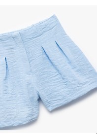 Resim Koton Pile Detaylı Beli Lastikli Dokulu Mini Şort Mavi 5skg40171aw Mavi 