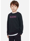 Resim Blackpink Baskılı Unisex Çocuk Siyah Sweatshirt 