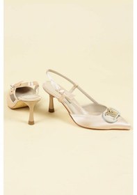 Resim Birikon V Tokalı Saten Stiletto Ten-ten Ten 
