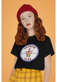 Resim Sevbano Unisex Patrick Star Baskılı Çizgi Film Süngerbob Çocuk Tişört 1- Siyah 
