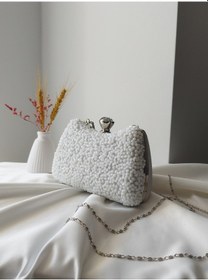 Resim Vivazzaluxe Kristal Taşlı Kadın Abiye, Clutch Çanta Beyaz 