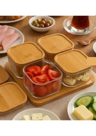 Resim Miraç Bambu Vakumlu Kapaklı 4 Lü Kahvaltılık Ve Çerezlik Mrc-135 Şeffaf 