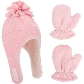 Resim Pembe Polar Bere Ve Eldiven Set Pembe 