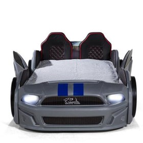 Resim MUSTANG ARABALI FULL LEDLİ KUMANDALI MÜZİKLİ YATAK, GRİ 