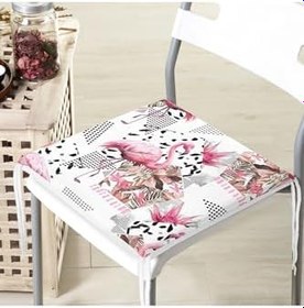 Resim RealHomes Bal Peteği Temalı Flamingo Motifli Fermuarlı Sandalye Minderi 