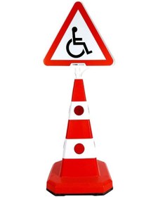 Resim Üçgen Engelli Park Yeri Ultra Kedi Gözlü Trafik Koni Seti Trafik 
