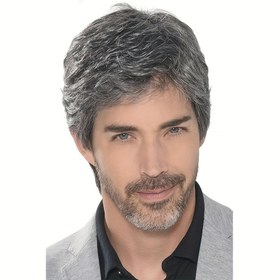 Resim Erkekler için Şık Kısa Kıvırcık Karışık Gri 10 İnç Sentetik Peruk, Günlük Kullanım, Cosplay, Cadılar Bayramı, Partiler ve Gece Kulüpleri için Yan Saçlar, Polyester Malzeme, Serin ve Şık Tarz, Sadece Elde Yıkama, Isıya Dayanıklı, Dalgalı Saç Stili 