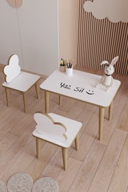 Resim YüceerHome Çocuk Masa Sandalye Yaz Sil Oyun Aktivite Çalışma Masası 1 Adet Masa 2 Adet Sandalye 