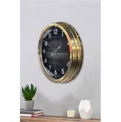 Resim Altın Gold Rengi Metal Çerçeveli Salon Ofis Duvar Saati 40 Cm C86 