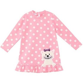 Resim Denokids Ayıcık Kız Bebek Puantiyeli Pembe Elbise Çok Renkli 