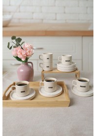 Resim Deep Collection Mottolu Stackable Çay Takımı 12 Parça 6 Kişilik 