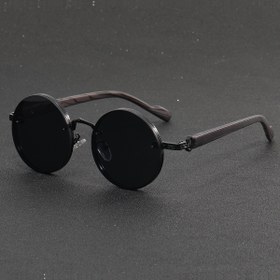 Resim Metal Çerçeveli ve Sahte Ahşap Desenli Bacaklı Erkekler İçin Mükemmel Rahat Dekorasyon İçin Bir Çift Yuvarlak Retro Stil Gözlük. 