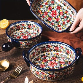 Resim El Çizimi Seramik Kase, Renkli Pişirme Kasesi, Saplı, Salata Barbekü, Peynirli Pişmiş Pirinç Tavası Yuvarlak Pişirme Kapları, Tary Kase Pişirme Seti, Yemek Pişirme için Güveç Tavası, Kek Akşam Yemeği, Mutfak, El Yapımı Boyama Teknolojisi Egzotik Papatya, Fırın Pişirme Kasesi 