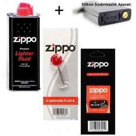 Resim Zippo Çakmak Benzin + Taş + Fitil + Silikon Sızdırmazlık Aparatı 