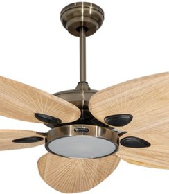 Resim Alsanfan Galata Pirinç Motorlu Kremrengi Kanatlı V2 Aydınlatmalı Uzaktan Kumandalı 132cm Tavan Vantilatörü 