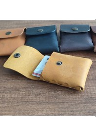 Resim Sumerian Leather Craft Minimalist Deri Kartlık Cat Sarısı Sarı 