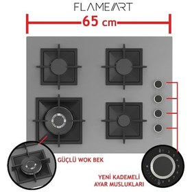 Resim Ferre Flameart SC Serisi SC408-WFA - XE63CPR - D065 Gri Ankastre Set 