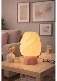 Resim Ice Cream Lamp Masa Lambası Dekorasyon Aydınlatma Gece Lambası Abajur Pembe 