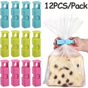 Resim 12'li Paket Yeniden Kullanılabilir Plastik Gıda Torbası Klipsleri - Gıda Dışı Temas Ekmek Atıştırmalık Torbası Sızdırmazlık Kelepçeleri Mutfak Depolama ve Düzenleme Aksesuarları 