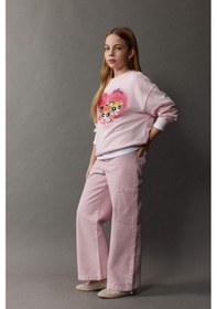 Resim DeFacto Kız Çocuk Wide Leg Kargo Geniş Paça Jean Pantolon C0451A825SMPN122 Pembe 