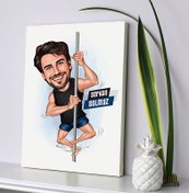 Resim Sırıkla Atlayan Erkek Karikatürlü Kanvas Tablo 