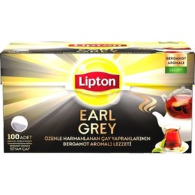 Resim Lipton Earl Grey Bergamot Aromalı Siyah Süzen Demlik Poşet Çay 100 x 3.2 G 
