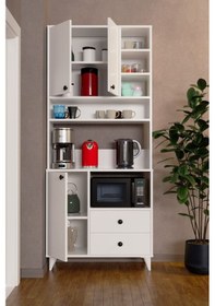 Resim Atlas Kahve Köşesi Çok Amaçlı Dolap Beyaz Beyaz 