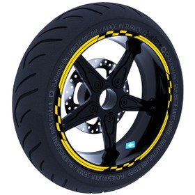 Resim Moto GP Yarış Bayraklı Reflektif Sarı Jant Şeridi Sticker Çınar Extreme 