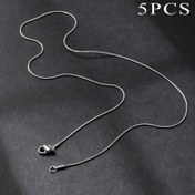 Resim Adet Paslanmaz Çelik Yılan Zincir Kolye - Hipoalerjenik Yılan Kemik Zinciri, Minimalist Unisex Kolye, Dayanıklı Istakoz Tokalı Zincir, Sevgililer Günü Hediyesi, Yıl Boyu Kullanım (5 Adet Toplu Paket) 