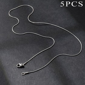 Resim Adet Paslanmaz Çelik Yılan Zincir Kolye - Hipoalerjenik Yılan Kemik Zinciri, Minimalist Unisex Kolye, Dayanıklı Istakoz Tokalı Zincir, Sevgililer Günü Hediyesi, Yıl Boyu Kullanım (5 Adet Toplu Paket) 