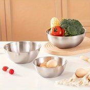 Resim 3'lü Paslanmaz Çelik Karıştırma Kasesi, Salata Kasesi - Salatalar, noodle, pişirme ve fırınlama için çok uygun, yiyecek saklama, kolay yığınlanabilir ve saklanabilir, mutfak malzemeleri 