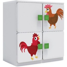 Resim Çocuk Odası Anaokulu Kreş Dolap Çiftlik Temalı 4 Kapaklı Çok Renkli 