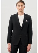 Resim Siyah Gabardin Mono Yaka Tam Astar Esnek 6 Drop Slim Fit Casual Ceket 1002245162 Siyah 
