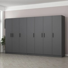 Resim Minar Kale 7 Kapaklı 4 Çekmeceli Dolap Antrasit 190 cm 